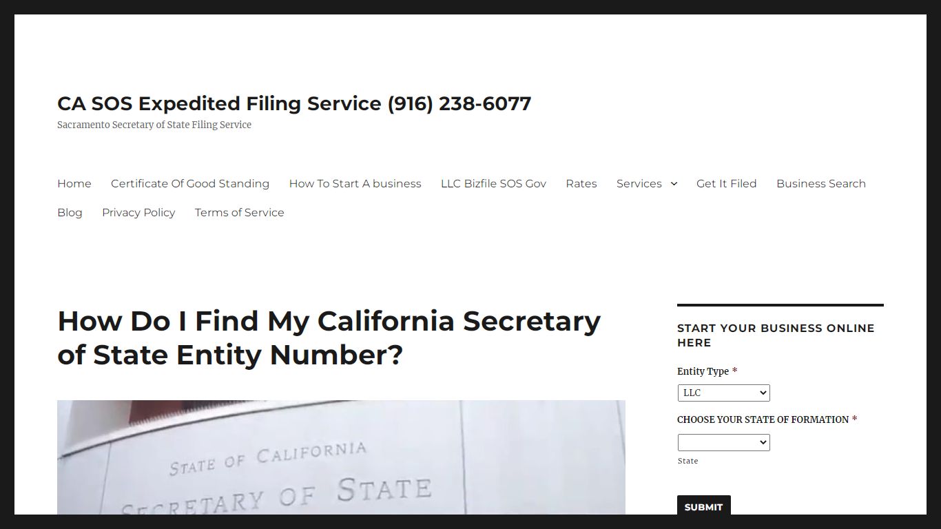 How Do I Find My California Secretary of State Entity Number?